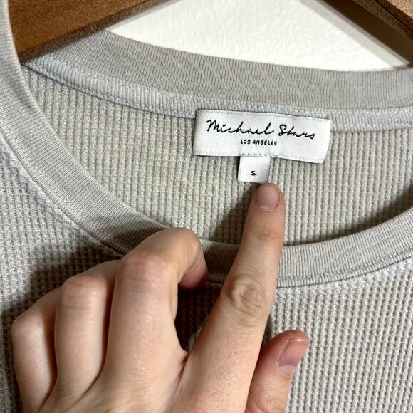 Michael Stars Gray Waffle Knit Long Sleeve - Picture 3 of 5